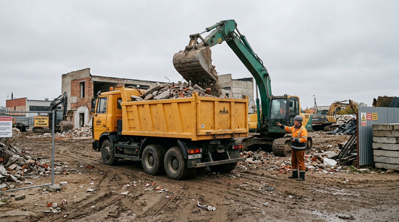Вывоз строительного мусора самосвалом в Минске